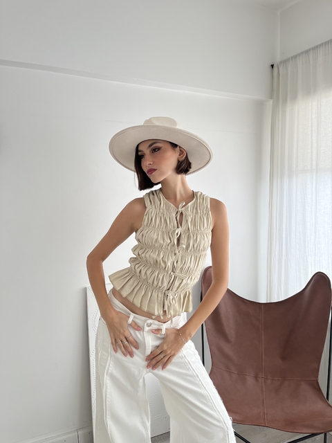 Blusa lino frunces hany - comprar online