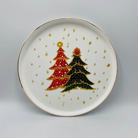 Prato Raso Bosque Encantado com Fio de Ouro 28cm | Scalla