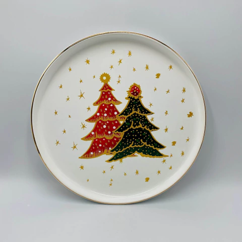 Prato Raso Bosque Encantado com Fio de Ouro 28cm | Scalla