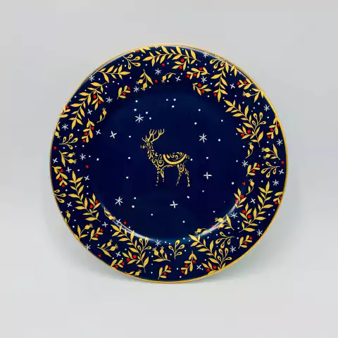 Prato sobremesa azul Christmas Lights