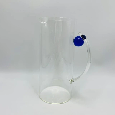 Jarra em Vidro Borossilicato Transparente com Detalhe Azul 1,1 Litros