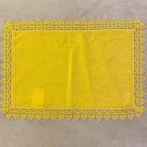 Jogo americano retangular de linho com renda 35x50cm Amarelo