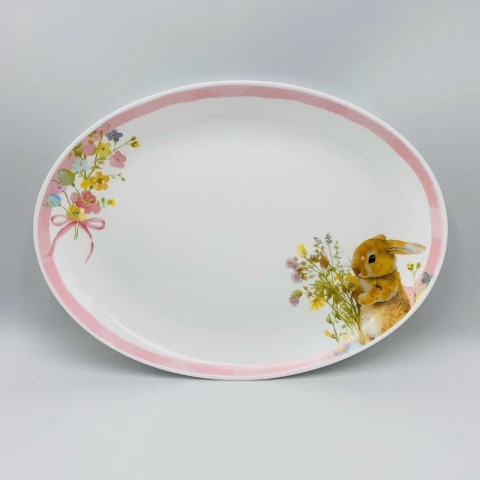 Travessa Vidro Opalino Páscoa La Patisserie 33x28cm