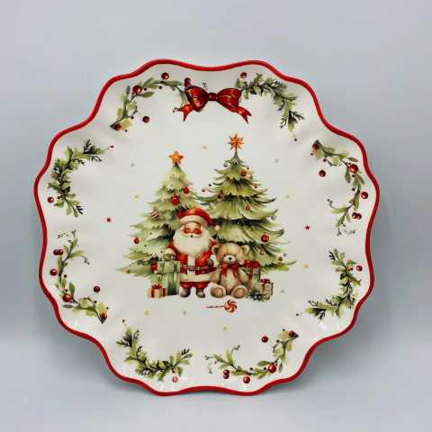 Prato Raso Porcelana 25,5cm – Estampa Toys Branco e Vermelho