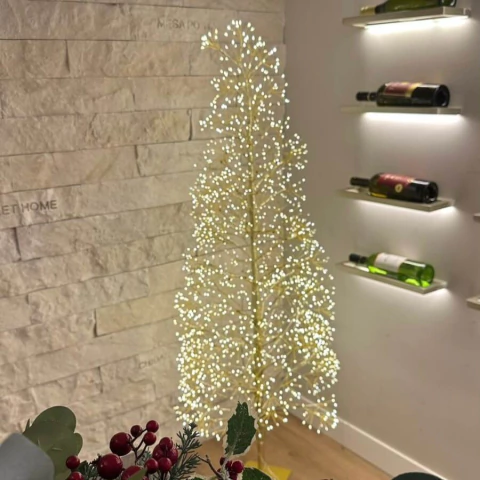 Árvore de Natal LED 2000 Luzes Strobo Quente Ouro 150cm Bivolt