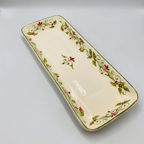 Travessa Decorativa Retangular Flor de Lis 46x15,5x4cm- Luiz Salvador