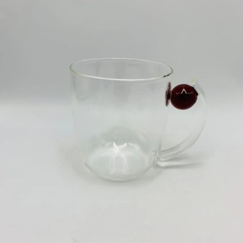 Caneca em Vidro Borossilicato com Detalhe Esfera Âmbar 460ml