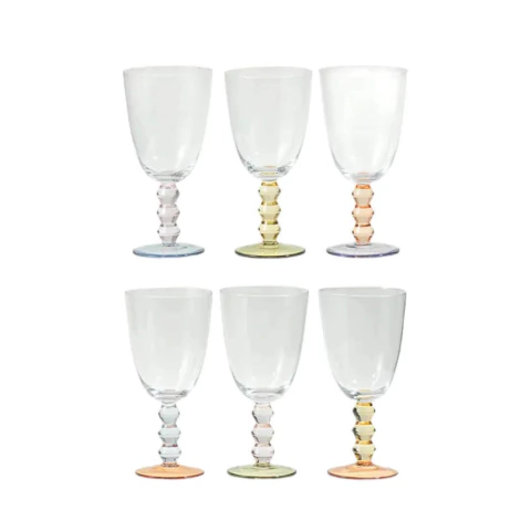 Taça em Vidro com Hastes em Esferas Transparente e Colorido - 420ml