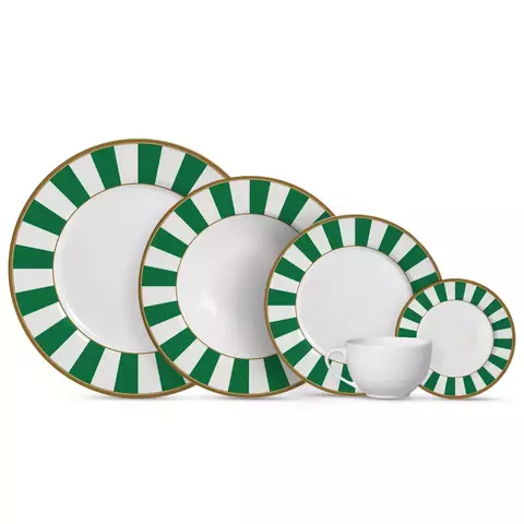 Aparelho de Jantar Stripe Verde 20 peças Alleanza 1ª Linha