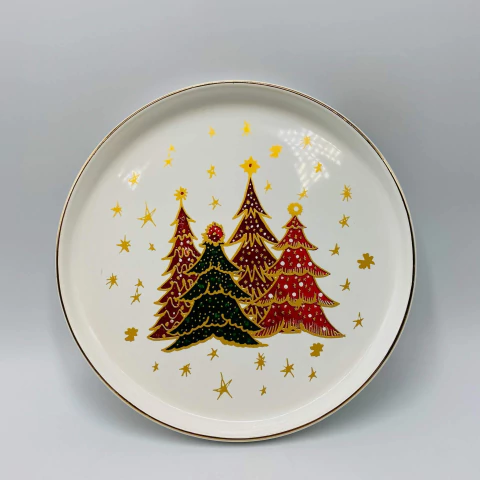 Prato de Sobremesa Bosque Encantado com Fio de Ouro 20cm | Scalla