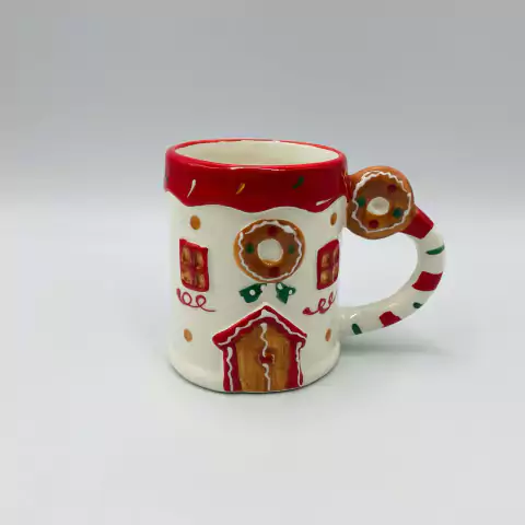 Caneca natal para chá ou café de cerâmica com Asa com Cookies Natal | Biscoito