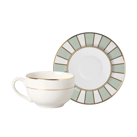 Xícara de chá + Pires Venetian Filete Dourado 200ml - Alleanza 1ª Linha