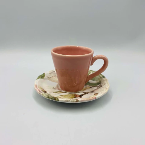 Xícara de Chá com Pires Magnolia Rose 150ml - Scalla 1ª Linha