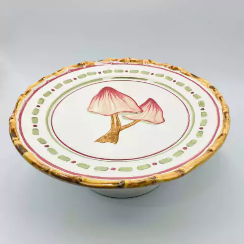 Prato para Bolo / Boleira com Pé Mushrooms