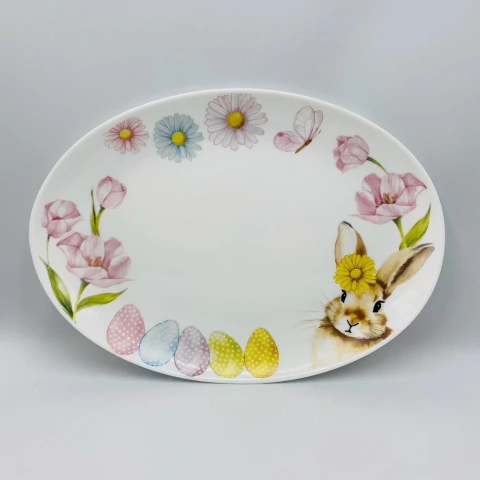Travessa Vidro Opalino Páscoa PicNic 33x28cm