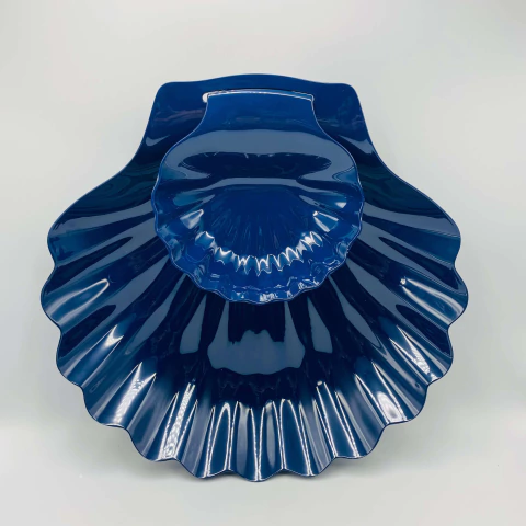 Conjunto 2 Petisqueiras em Melamina Formato Concha (35 x 7cm- 18 x 5cm) - Patricia Kelly Home Decor