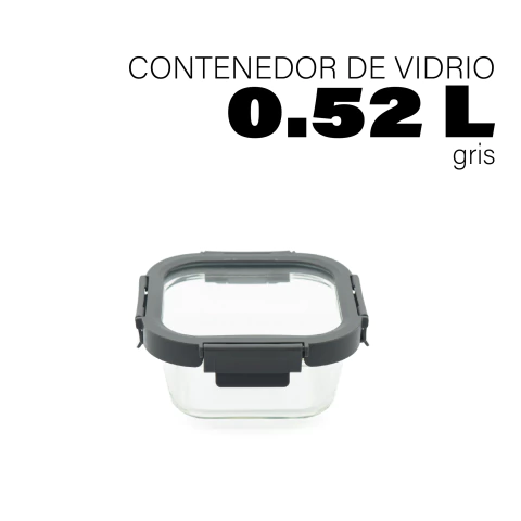 Contenedor hermético de vidrio 0.52 L | Gris | By Home Concept - comprar online