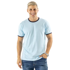 REMERA RINGER HOMBRE - CELESTE / AZUL OSCURO