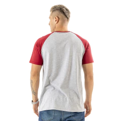 Remera Raglan Manga Corta GRIS MELANGE - BORDO on internet