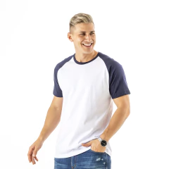 Remera Raglan Manga Corta BLANCO - AZUL OSCURO - buy online