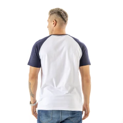 Remera Raglan Manga Corta BLANCO - AZUL OSCURO on internet