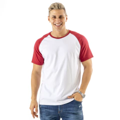 Remera Raglan Manga Corta BLANCO - BORDO
