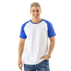 Remera Raglan Manga Corta BLANCO - AZUL FRANCIA