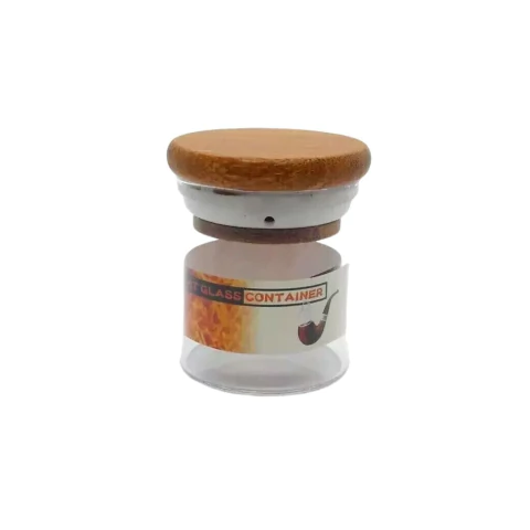 Frasco Airtight Vidrio Tapa Madera Mini Honeypuff