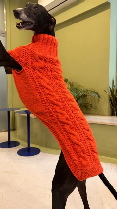 Suéter tejido naranja Coral L - GRETA PET WEAR