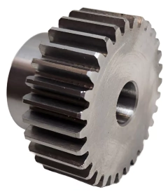 Engrenagem de dente reto, módulo 1.5 Z30, em metal, com 30 dentes, ideal para uso em sistemas de transmissão mecânica.
