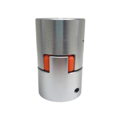 Acoplamento Jaw 10x14 D40 L66 em metal com elementos elásticos como borracha para absorver choques e vibrações, temperatura de trabalho 20° -60°, suporta até 25000 RPM dependendo do modelo.