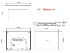 Desenho técnico do IHM 10'' Haiwell, mostrando dimensões e conectividade.