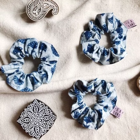 Scrunchie Block Print Azul