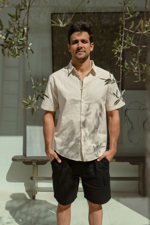 Bermuda Cargo Lino Negra - comprar online