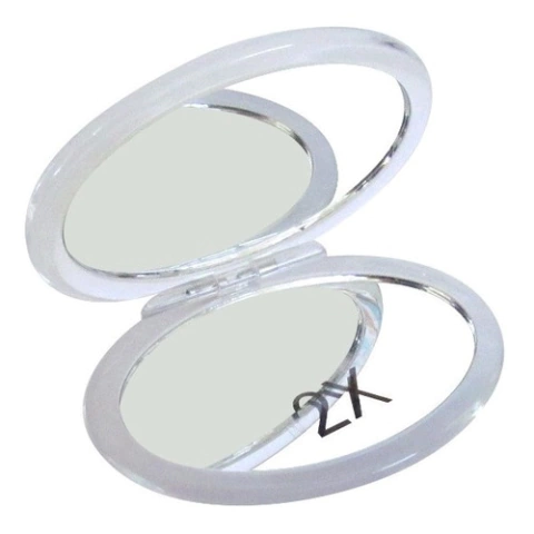 Espejo De Cartera 2x Ovalado Acrílico Blanco Negro E1090