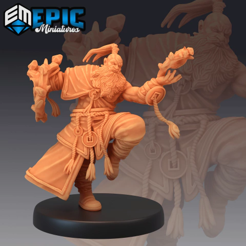 Monge Anão Lutando - Sem Pintura, Miniatura 3D Média Para RPG de Mesa - comprar online