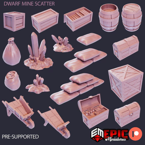 Kit Suprimentos de Mineração - Sem Pintura, Miniatura 3D Cenário Para RPG de Mesa - comprar online