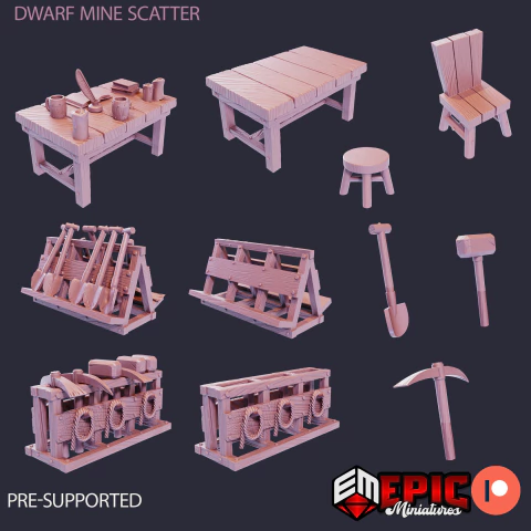Kit Ferramentas de Mineração - Sem Pintura, Miniatura 3D Cenário Para RPG de Mesa - comprar online