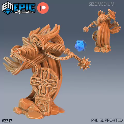 Fantasma do Cemiterio - Sem Pintura, Miniatura 3D Médio Para Rpg de Mesa