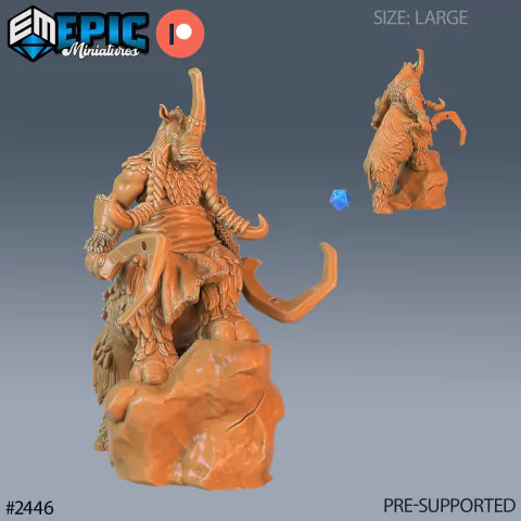Centauro Rinoceronte com Foices - Sem Pintura, Miniatura 3D Grande Para RPG de Mesa