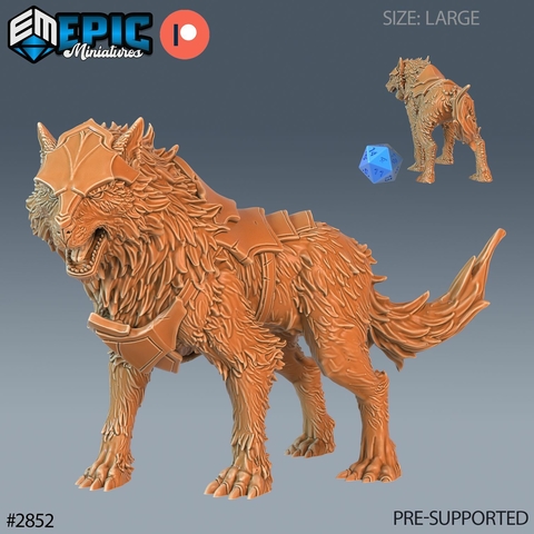 Lobo Fenrir com Armadura - Sem Pintura, Miniatura 3D Grande Para Rpg de Mesa
