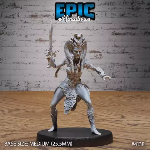 Guarda Real de Cleópatra com Espada - Sem Pintura, Miniatura 3D Médio Para RPG de Mesa