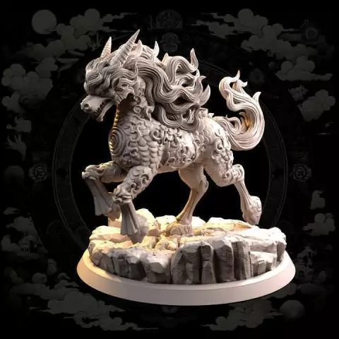Kirin - Sem Pintura, Miniatura 3D Grande Para Rpg de Mesa
