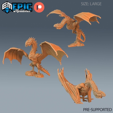 Wyvern de Caverna - Sem Pintura, Miniatura 3D Grande Para Rpg de Mesa