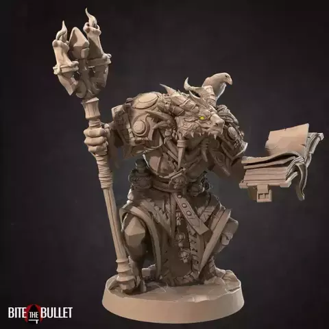 Drayax, Draconato Bruxo - Sem Pintura, Miniatura 3D Médio Para Rpg de Mesa