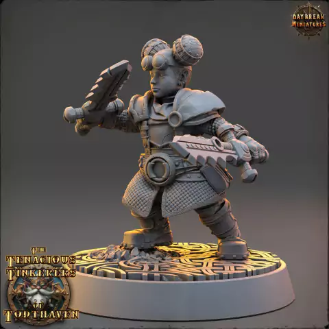 Elsa Brassblade, A Sentinela Mecânica - Sem Pintura, Miniatura 3D Médio Para Rpg de Mesa