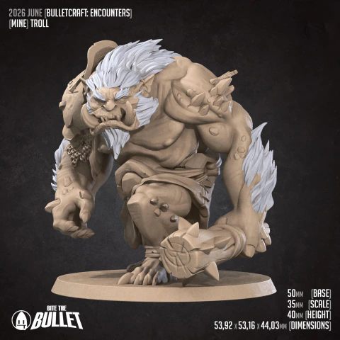 Troll da Mina - Miniatura 3D Grande Para Rpg de Mesa