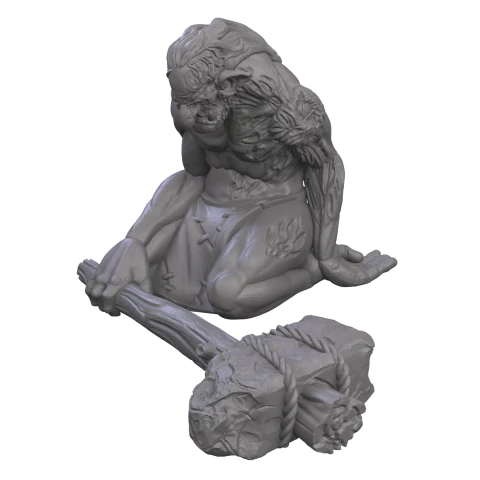 Troll Queimado - Sem Pintura, Miniatura 3D Grande Para Rpg de Mesa