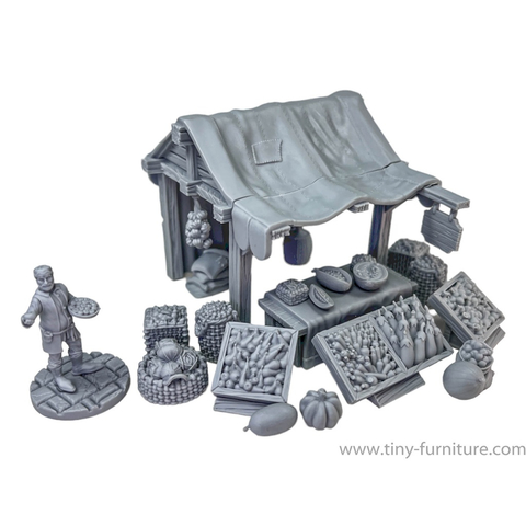 Banca de Vegetais - Sem Pintura, Miniatura 3D Gigante Para Rpg de Mesa