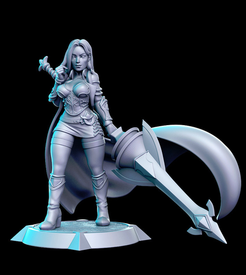Melisentia, A Paladina - Sem Pintura, Miniatura 3D Médio Para Rpg de Mesa